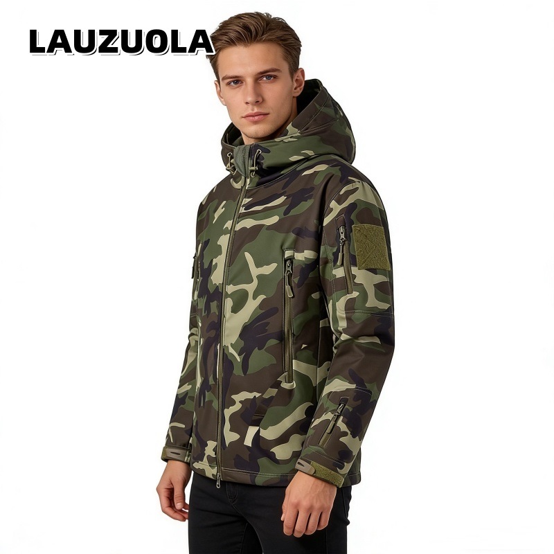 Outdoor Hunting Hoodie - เสื้อแจ็คเก็ตกันน้ำลายพรางสำหรับผู้ชาย รุ่นใหม่ปี 2026 แฟชั่นทันสมัย มีหลายกระเป๋า พร้อมฮู้ด