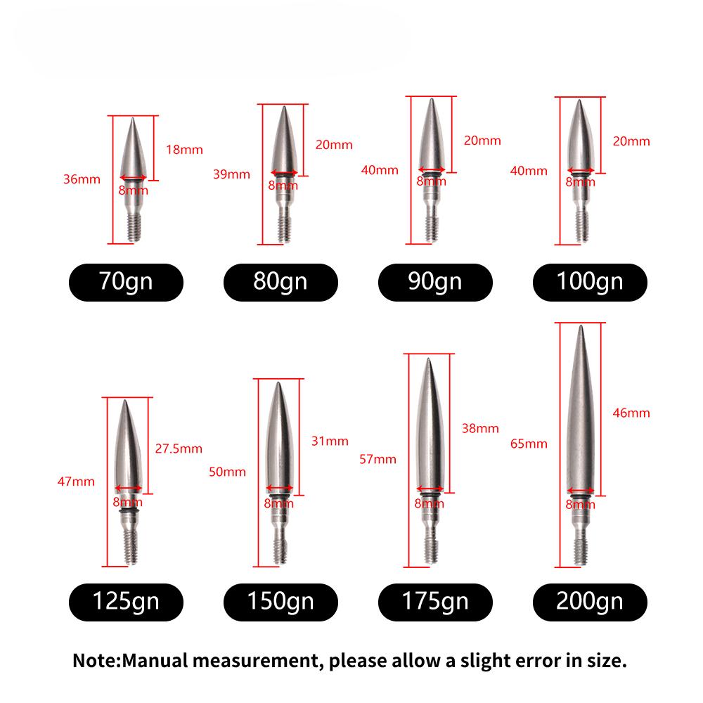 Arrow Carbon Shaft - หัวลูกศรสแตนเลส - ชุด 12 ชิ้น, ใช้ได้กับแกนลูกศรขนาดเส้นผ่านศูนย์กลางภายใน
