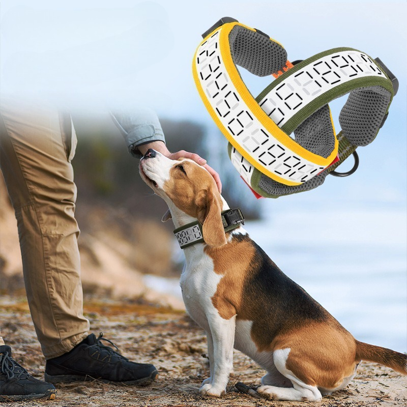 Outdoor Hunting Dog Collar - ปลอกคอสุนัขสะท้อนแสงสำหรับสุนัขพันธุ์ใหญ่ ปรับได้ ไม่รัดคอ ปลอดภัย สำหรับลาบราดอร์ พันธุ์ล่าสัตว์