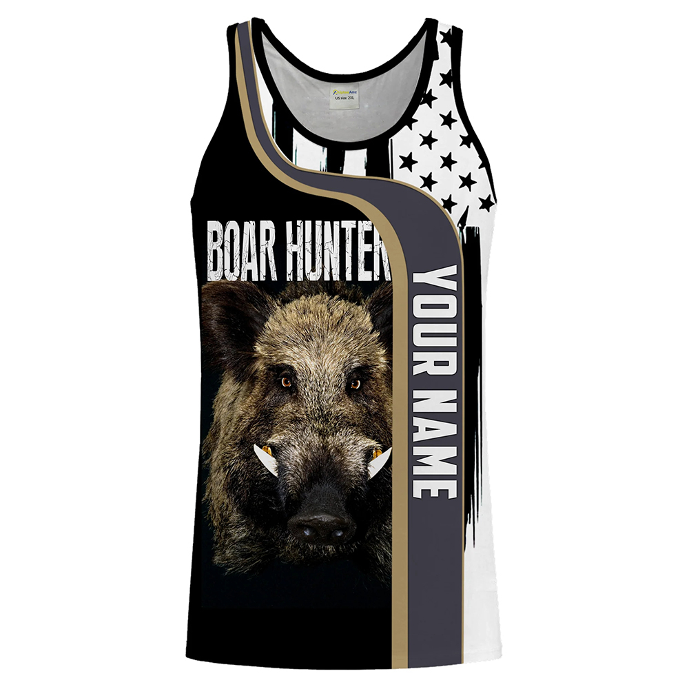 Outdoor Hunting Dog Names - เสื้อกล้ามพิมพ์ลาย 3 มิติ สำหรับผู้ชาย ลายล่าหมูป่า พร้อมสกรีนชื่อได้ตามต้องการ