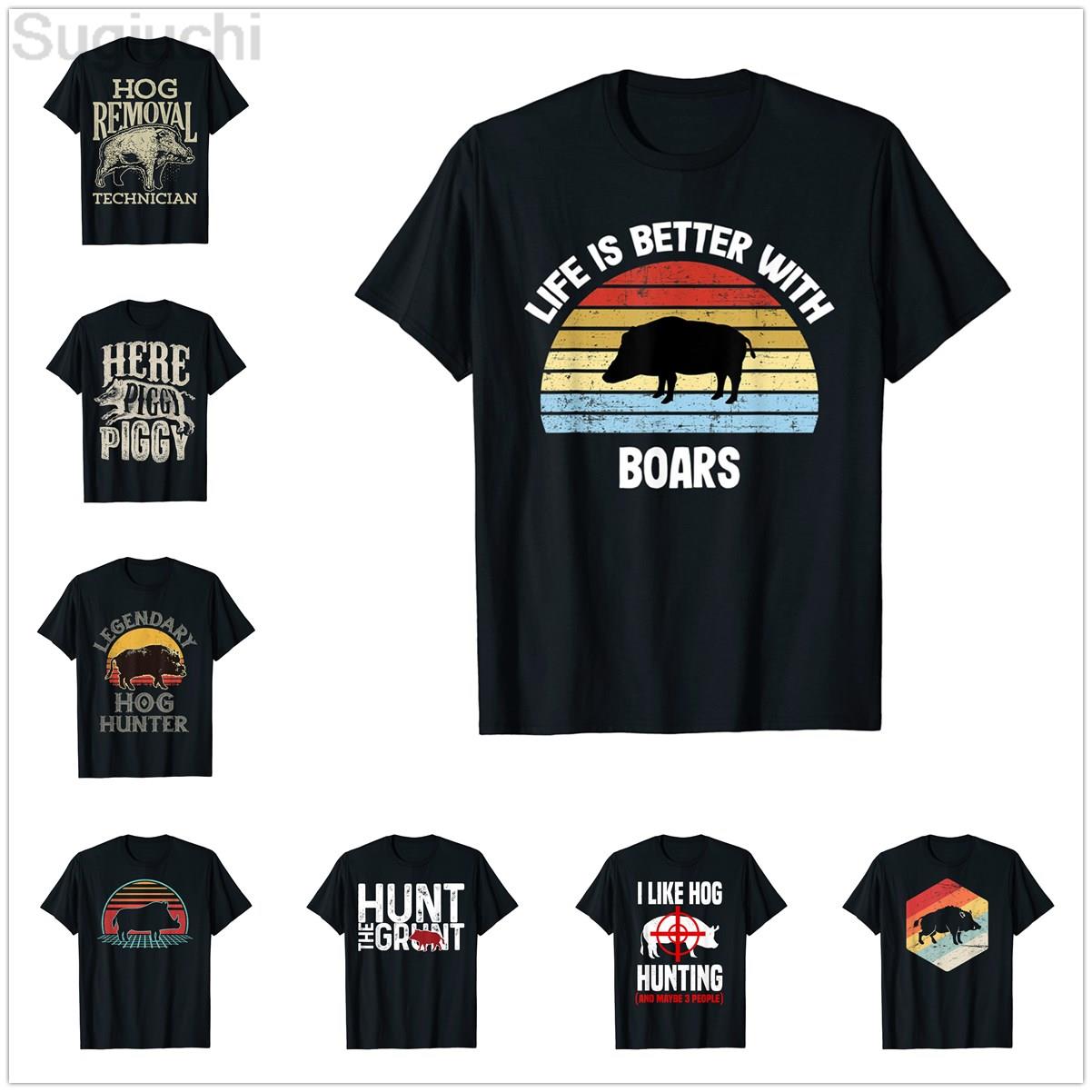 Wildman Hunting & Outdoor Photos - ผ้าฝ้าย 100% ชีวิตจะดีขึ้นเมื่อมีเสื้อยืดลายกราฟิกสำหรับคนรักการล่าหมูป่าเสื้อยืดแฟชั่นฮาราจูกุ XS-5XL
