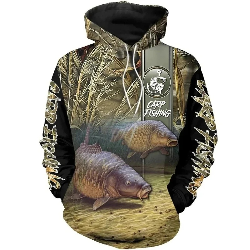 เสื้อฮู้ดลายปลาคาร์พพิมพ์ลาย 3 - Outdoor Hunting Hoodie บทวิจารณ์และราคา
