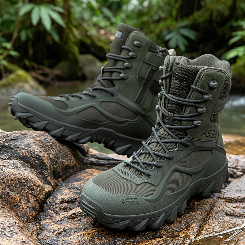 รองเท้าบูทผู้ชายแบบยุทธวิธี น้ - Hunting Outdoor Boots บทวิจารณ์และราคา