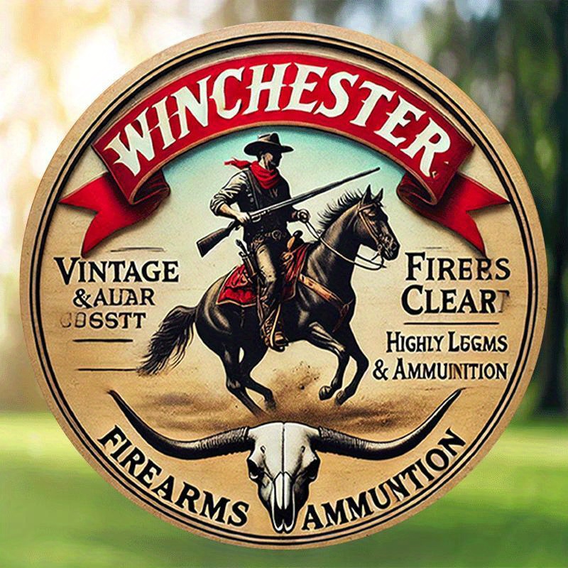 ป้ายโลหะทรงกลมวินเทจ Wincheste - Outdoor Hunting House บทวิจารณ์และราคา